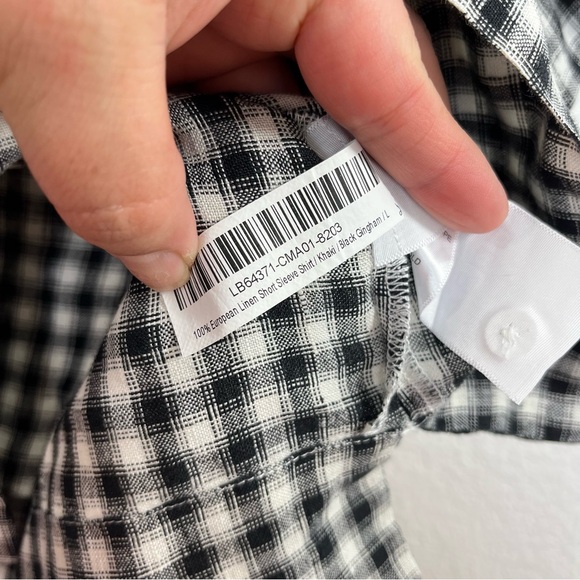 QUINCE 100% European Linen Short Sleeve Shirt Classic Mini Gingham size Large - Picture 6 of 9
